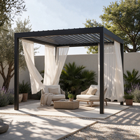 Pergolas Bioclimatiques Personnalisées en Alliage d'Aluminium, Pergolas à Lames Orientables, Auvent Rétractable et Extensible 3x3, Maison d'Été Extérieure