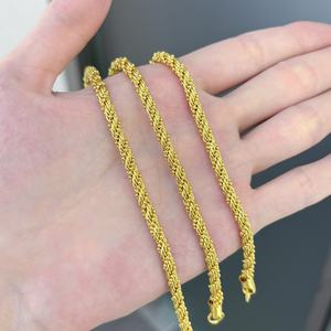 JXX 24K Gold Plated Trendy Fashion <b>Bracelet</b> Twisted <b>Rope</b> with Brass Charm Chain & Link Stylish Jewelry - Product Image 2