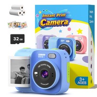 Appareil photo instantané pour enfants bleu avec zoom 2X-7X, capteur CMOS, en plastique, carte 32 Go incluse, vidéo HD, portrait IA, 3+ ans, 130