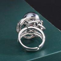 Cincin Tembaga Bunga Zirkon Mutiara Imitasi Gaya Eropa 14mm Model Baru 2026 untuk Hadiah Pernikahan & Ulang Tahun Wanita