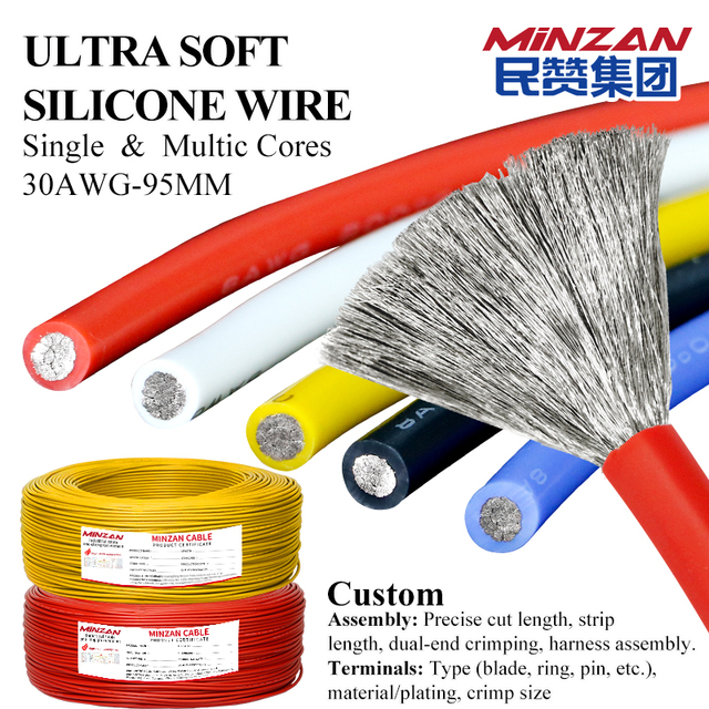 High Temperature Resistant 2 4 6 8 10 12 14 16 20 Awg Copper Silicone Electric Battery Cable Gauge Flexible Silicone Cable Wire