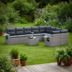 Conjunto de Sofás de Jardín de Ratán Gris, 6 Plazas, Muebles de Exterior Resistentes a la Intemperie, Diseño Contemporáneo - Product Image 2