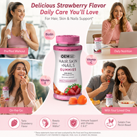 Gummies personnalisables à marque privée pour la santé : Multivitamines, Collagène, Biotine, saveur Fraise, pour la croissance des cheveux, de la peau et des ongles