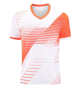 Camiseta Deportiva de Punto para Hombre, Cuello en V, Manga Corta, Secado Rápido, Diseño Geométrico Verde y Blanco, Corte Regular - Product Image 3