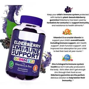 Gomitas de apoyo inmunológico veganas OEM, Baya de saúco de Sambucus orgánico con vitamina C Zinc para adultos, suplemento alimenticio para niños, forma de caramelo - Product Image 3