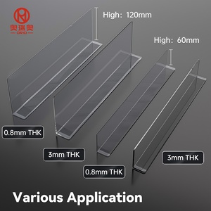 Séparateurs d'<span class=keywords><strong>étagère</strong></span>s en plastique transparents et durables en forme de L, pour l'organisation des rayonnages de supermarché en métal - Product Image 2