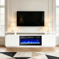 Cheminée électrique décorative de 71 pouces pour meuble TV, style moderne et luxueux, pour salon