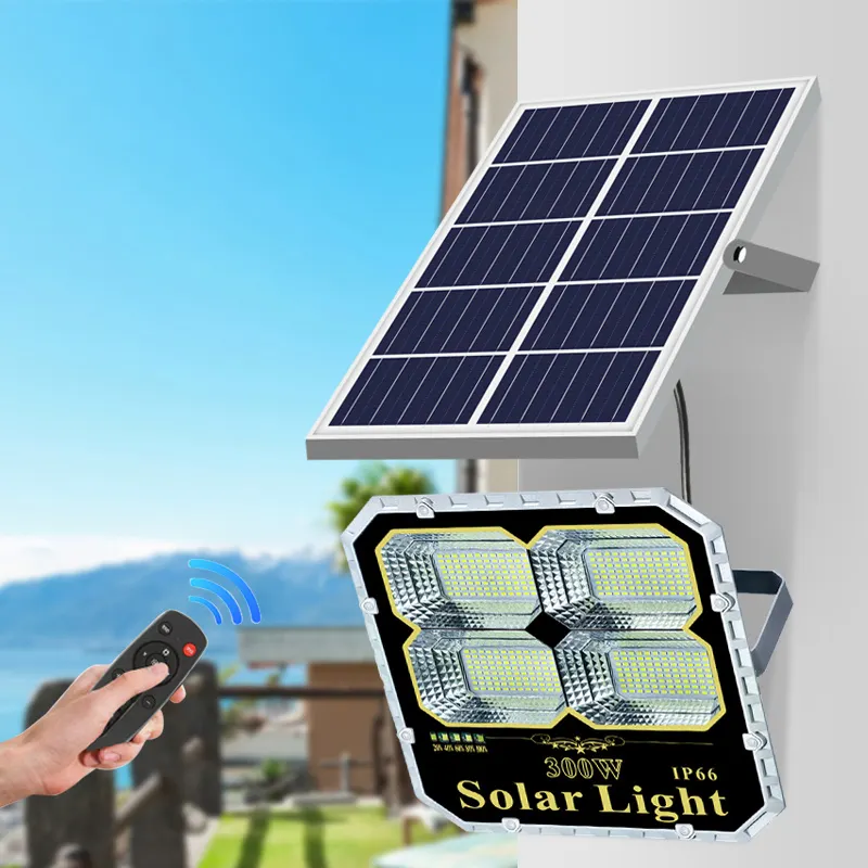 Factory direct sale Garden square solar led flood light 100W 200w 300w 400w 600W outdoor with remote controller