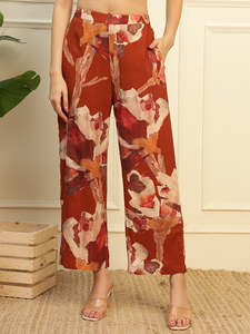 DEEBACO <b>Women's</b> Floral Co-ord Set V-Neck Sleeveless <b>Waistcoat</b> With Ankle Length <b>Trouser</b> Causal Western Wear 2 Piece Outfit - Product Image 3