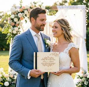 Album de mariage personnalisé avec couverture en bois, <span class=keywords><strong>livre</strong></span> <span class=keywords><strong>d</strong></span>'<span class=keywords><strong>or</strong></span> <span class=keywords><strong>photo</strong></span>, cadeau unique <span class=keywords><strong>pour</strong></span> la fête nuptiale, <span class=keywords><strong>livre</strong></span> de messages <span class=keywords><strong>pour</strong></span> les invités - Product Image 2
