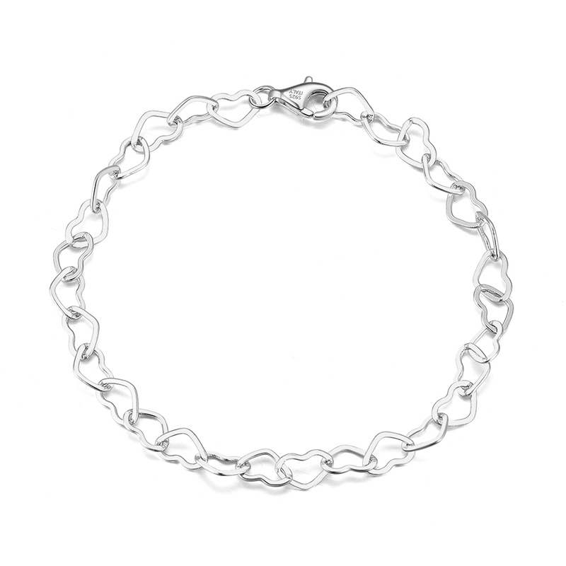 Vintage Sterling Silver Link Bracelet Center Set Triple
