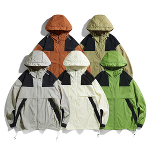 Color Block UPF50 Outdoor Logo Printemps Été Veste à capuche décontractée pour hommes avec poches - Product Image 5