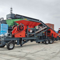 Station de concassage semi-mobile sur chenilles, installation de concassage portable 50-200 TPH, concasseur mobile pour la production d'agrégats miniers