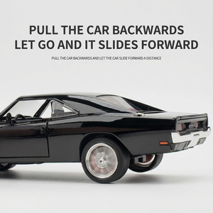 Vente en gros de modèles de véhicules en alliage de haute simulation 1:24 <span class=keywords><strong>Charger</strong></span> <span class=keywords><strong>1970</strong></span> avec direction à roues, <span class=keywords><strong>voiture</strong></span> miniature à tirer en arrière avec sons et lumières - Product Image 4