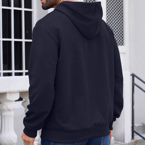 Sudadera con capucha para hombre, holgada, con forro polar, de color liso, jacquard, de manga larga, informal, deportiva, para primavera y otoño - Product Image 2