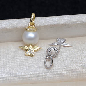 European American S925 Silver Angel Pendant Women's Handmade Headpiece 7-10 Pearl DIY Accessories <b>Jewelry</b> <b>Findings</b> <b>Components</b> - Product Image 1