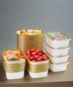 ถังปิดฝาสี่เหลี่ยมทำจากฟอยล์สีทองถังซุปขนมหวานชามสลัดกระดาษ - Product Image 4