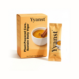 Polvo de bienestar a base de plantas con especias cálidas de cúrcuma y canela, 10g*10 sobres, caja de papel naranja para el cuidado diario y vigorizado en el hogar. - Product Image 1
