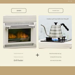 Four à gaz portable d'extérieur 25-30L pour le camping, multifonctionnel, cassette intégrée, acier aluminium, allumage électronique à impulsions, flamme - Product Image 3