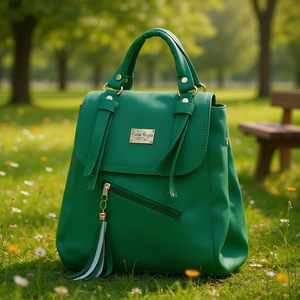 Sac à dos bohème pour femme Fana Keyla, en cuir PU vert, motif géométrique, antivol, avec poche intérieure zippée - Product Image 2