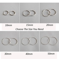 Boucles d'oreilles Tube fin en argent Sterling 925, créoles sans fin de 1.5mm, petits, moyens et grands cercles