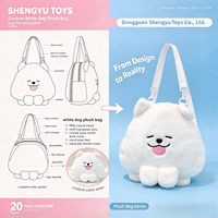 Sac à dos en peluche grande capacité, nouveau sac oreiller Samoyed blanc mignon, sac à dos jouet en peluche en gros