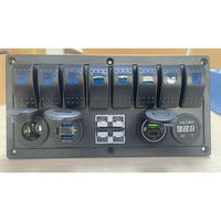 Panneau de commande 8 interrupteurs 12-24V avec connecteur d'alimentation 50A et interrupteurs à bascule LED bleus pour bateau marin