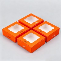 Boîte d'emballage alimentaire en gros de qualité alimentaire pour biscuits et pâtisseries à emporter avec fenêtre transparente, impression CMYK, boîtes carrées pour donuts