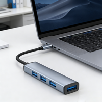 ULT-unite Hub USB 3.0 Tipo-C a USB-A de 4 Puertos, Pequeño, Económico, de Aleación de Aluminio, Velocidad de Transferencia de Datos de 5 Gbps, en Stock