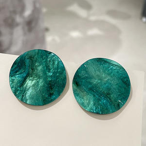 Boucles d'oreilles en résine, motif marbre vert, galaxie, bijoux vintage pour femmes - Product Image 3