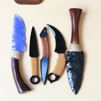 Épée en obsidienne naturelle sculptée à la main, modèle de couteau Karambit, hache, couteau, ornement artisanal en cristal non affûté pour collection