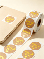Autocollants de remerciement personnalisés en papier kraft avec dorure à chaud - Étiquettes autocollantes pour boutiques de détail et emballages de produits artisanaux