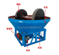 Mesin Penggiling Bijih Emas 3 Rol AC Motor Wet Pan Mill, Peralatan Penggilingan Batu, Mesin Pengolahan Mineral dengan Gearbox