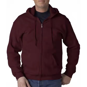 Sudadera con capucha de lana Vintage personalizable de Color sólido, chaqueta con cremallera para hombre, jersey de gran tamaño, 300 gramos, 100% algodón, Color único - Product Image 2