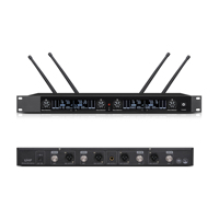 Système de microphone sans fil UHF 4 canaux, construction en métal |   Ensemble de microphones portatifs à réduction de bruit longue portée 100 m pour conférences et scènes