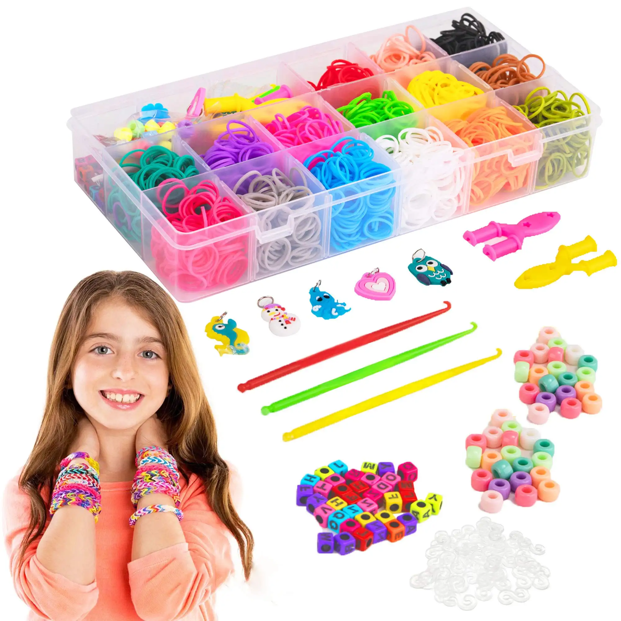 Rubber Bands Loom Kit Kids Art Crafts DIY Toys Bracelet Making Kit Rubber Band Christmas Birthday Gift for Kids