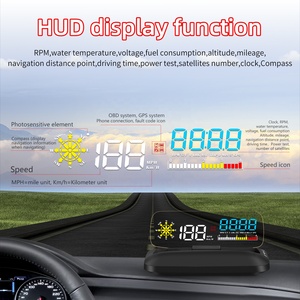 HUD <span class=keywords><strong>de</strong></span> <span class=keywords><strong>voiture</strong></span> à écran large <span class=keywords><strong>de</strong></span> 14,3 cm, avec affichage stéréo flottant, système double OBD2 GPS et navigation via application Bluetooth, synchronisation avec boussole - Product Image 5
