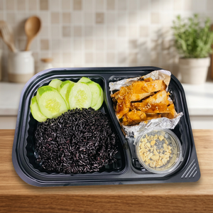Boîte alimentaire jetable en plastique à 1, 2 ou 4 compartiments avec couvercle, noire, pour plats à emporter, préparation de repas, emballage alimentaire - Product Image 1