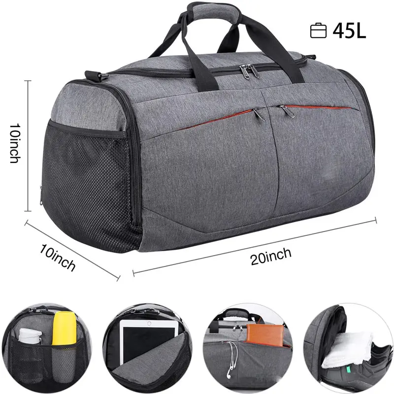 Men's gym bag with shoe compartment