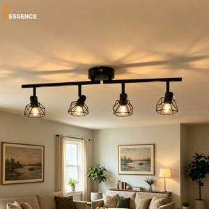 Lámpara de Techo E14 con Riel para Focos, 1, 2, 3, 4, 5 o 6 Focos Ajustables, Montaje Superficial en Metal Negro, para Sala de Estar, Dormitorio, <span class=keywords><strong>Cocina</strong></span> - Product Image 1