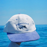 Gorras de 6 Paneles de Pana sin Estructura con Visera Plana, Bordado Personalizado, Tejido Oxford Deportivo, Perfil Bajo, Cierre a Presión, Venta al por Mayor