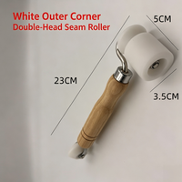 Rouleau de jointoiement double face en silicone et POM avec manche en bois, roue de pression plate pour papier peint, coins et bords, outil de soudage pour toiture