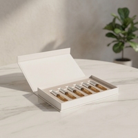 Boîte en papier rigide de luxe à fermeture magnétique, papier texturé gaufré, insert en EVA au toucher doux pour l'emballage de sérum de peptides et d'ampoules