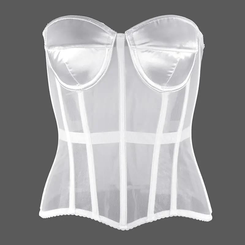 Slim Lady Body Shaper vita Shapewear reggiseno Bustier Top donna See Through Sexy Mesh corsetto