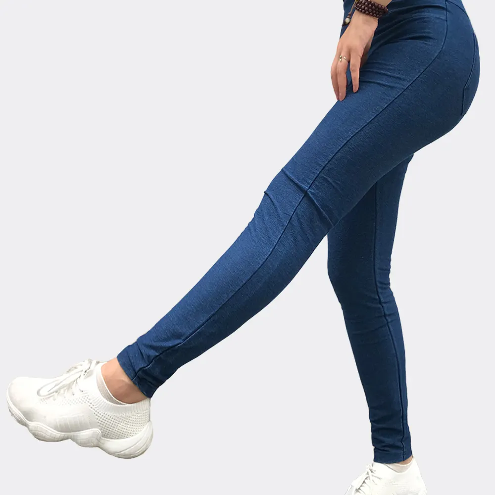 Fashion Novelty Dark Blue Wholesale Fitness High Waist Leggings for Women