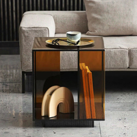 Table basse en acrylique design simple et moderne avec panneau en bois pour le salon et la chambre à coucher-comprend un porte-revues pour les meubles de maison