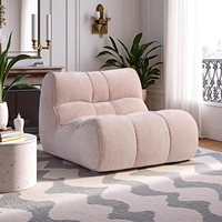 Canapé de relaxation moderne modulaire en tissu capitonné avec fonction inclinable pour la maison, fauteuil pouf de salon en mousse compressée