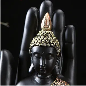 Estatua de Buda de <span class=keywords><strong>Palma</strong></span> en Resina de Poliresina, Decoración de Mesa para Jardín Zen, Adorno de Buda Tailandés para Productos Artesanales - Product Image 3