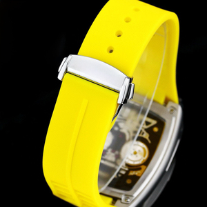 Montre de luxe automatique mécanique pour homme, bracelet en silicone rouge élégant personnalisé haut de gamme, style supercar, squelette, sport - Product Image 6