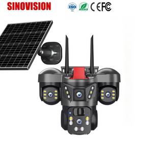 Telecamera Solare WiFi a Tre Lenti 6MP PTZ Dome Senza Alimentazione IP66 Logo Personalizzato V380 Telecamera di Sicurezza Esterna all'Ingrosso - Product Image 1